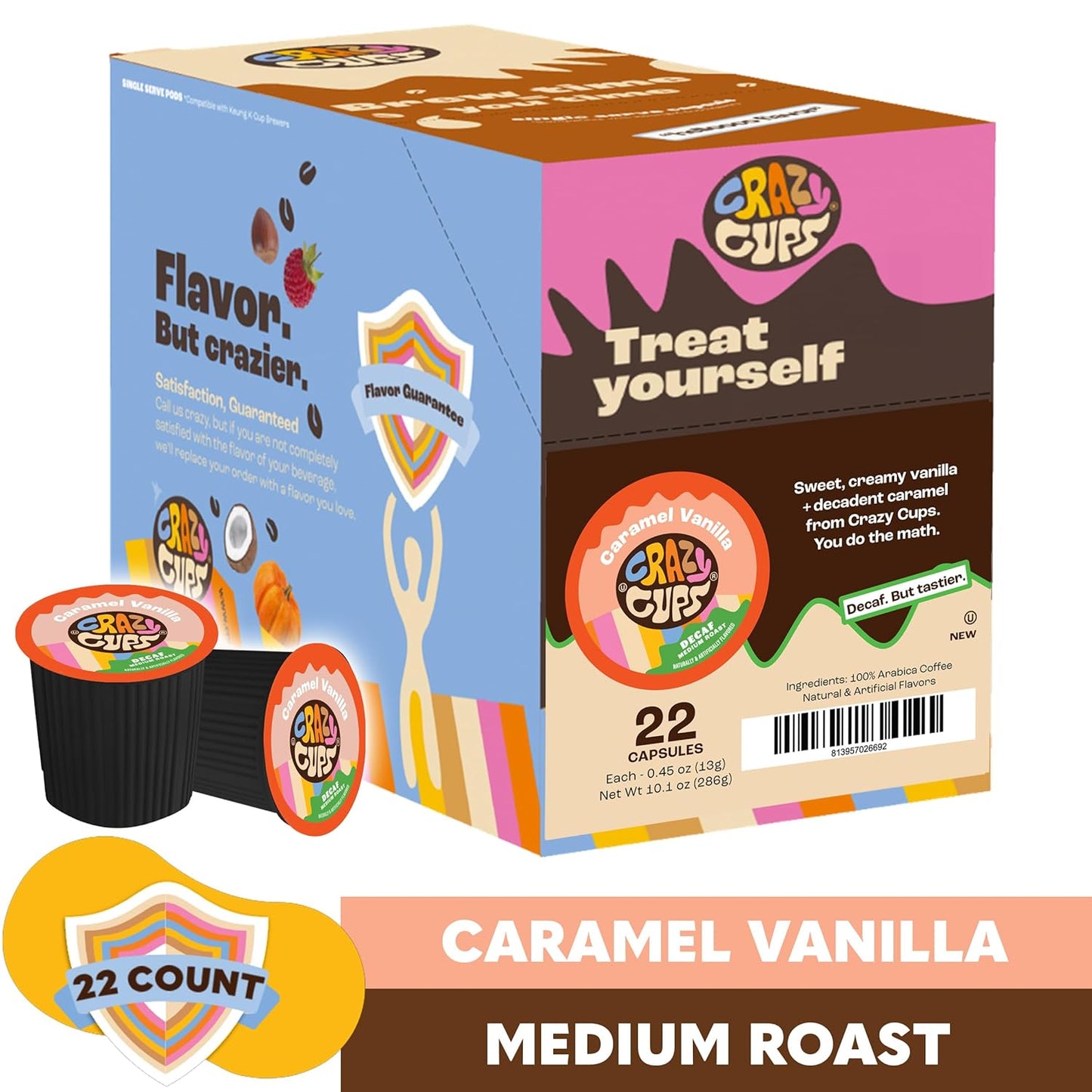 Decaf Flavored Coffee Pods, Decaffeinated Chocolate Coconut Dream Flavored Coffee, Single Serve Hot or Iced Medium Roast Coffee for Keurig K Cups Machines, 22 Count
