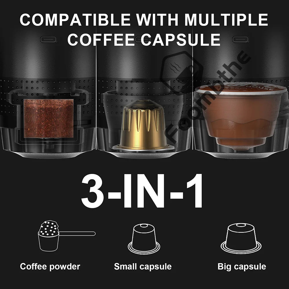 Brew Gourmet Espresso Anywhere: Wireless Portable Coffee Machine for Car & Home - 3-in-1 Travel Maker with 20 Bar Pressure