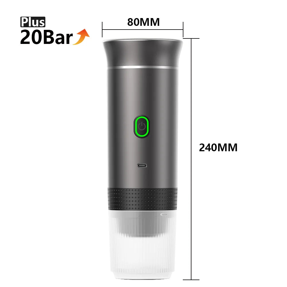 Brew Gourmet Espresso Anywhere: Wireless Portable Coffee Machine for Car & Home - 3-in-1 Travel Maker with 20 Bar Pressure