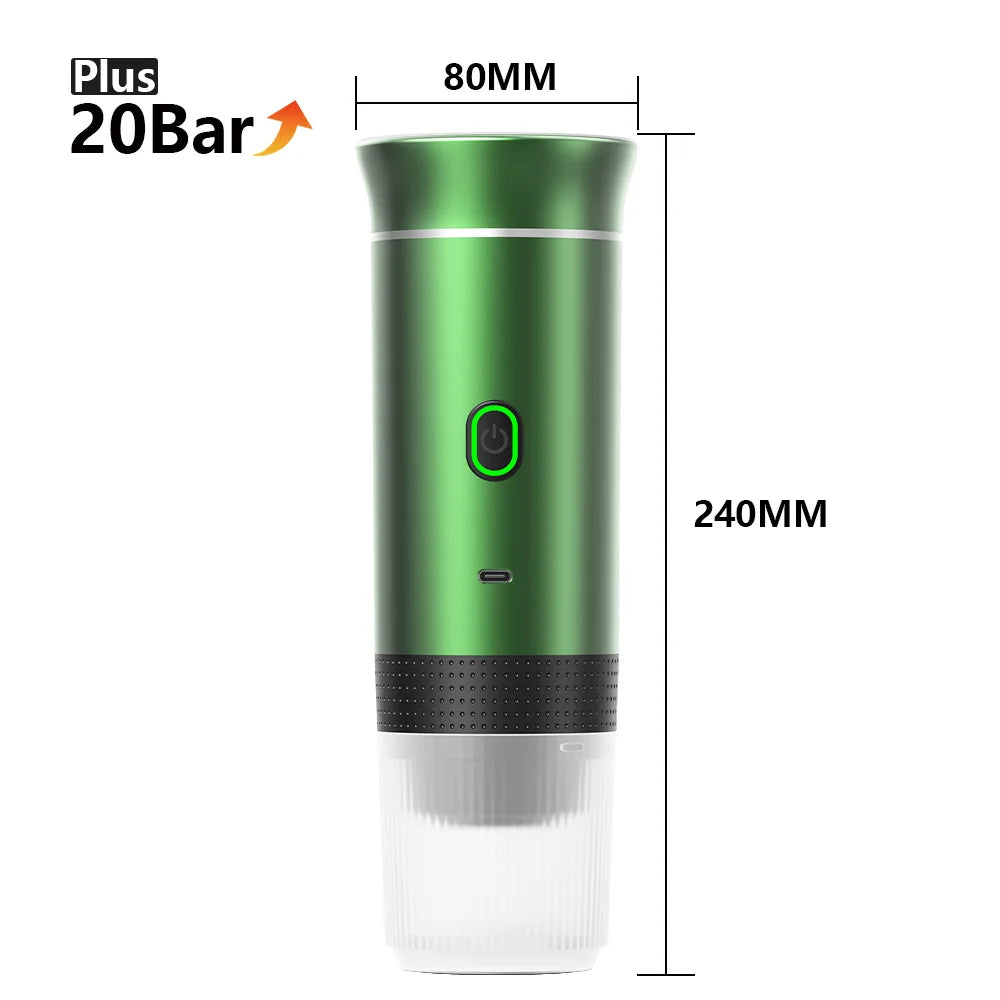 Brew Gourmet Espresso Anywhere: Wireless Portable Coffee Machine for Car & Home - 3-in-1 Travel Maker with 20 Bar Pressure