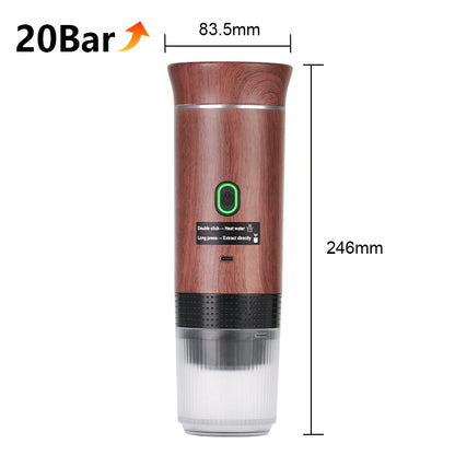 Brew Gourmet Espresso Anywhere: Wireless Portable Coffee Machine for Car & Home - 3-in-1 Travel Maker with 20 Bar Pressure